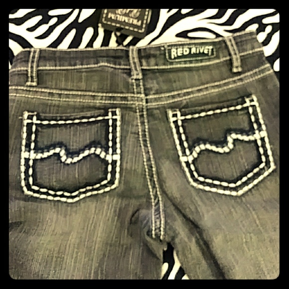 Girl's Red Rivet Jeans - Picture 1 of 6
